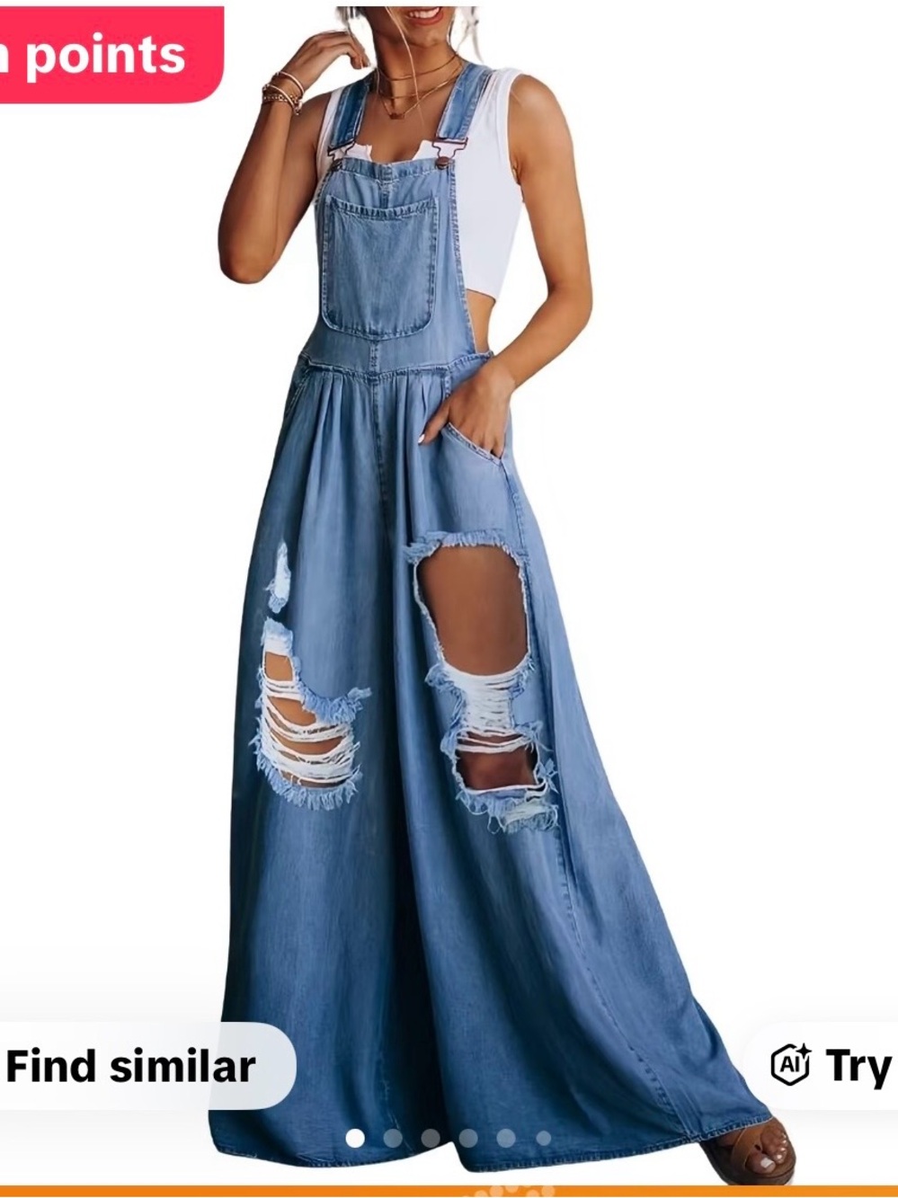 Women's Distressed Light Blue Denim Overalls Jumpsuit